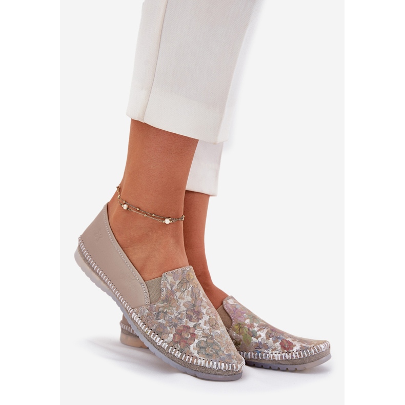 Kožni balerine s uzorkom Maciejka T3512-73 bež 1