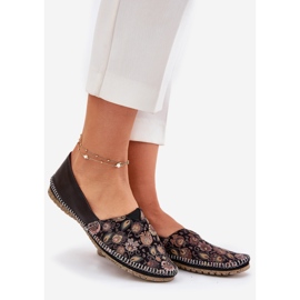 Kožne balerine s uzorkom maciejka t1929-71 crna 1