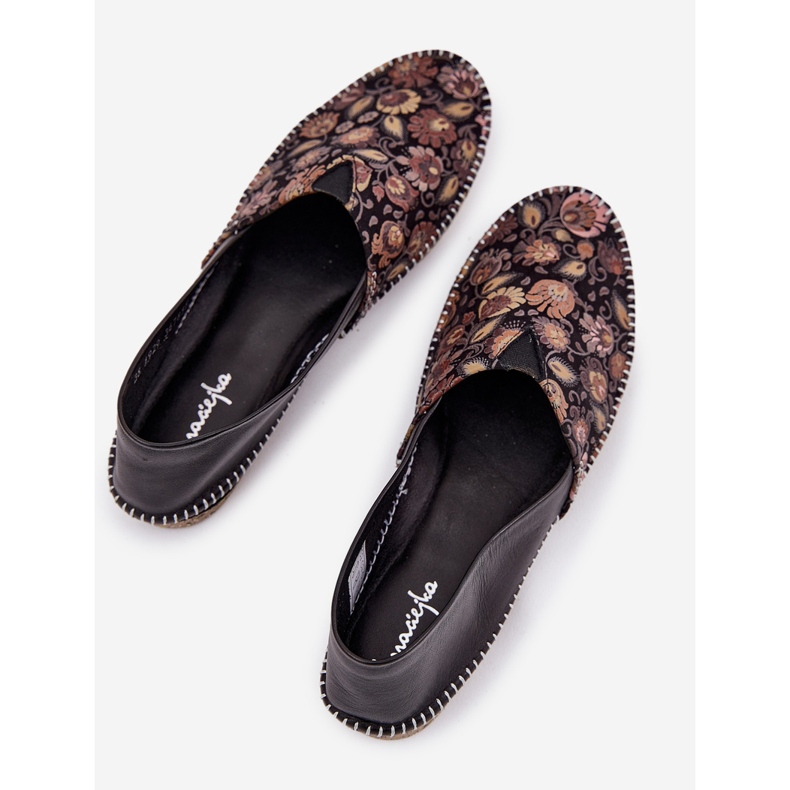 Kožne balerine s uzorkom maciejka t1929-71 crna 2