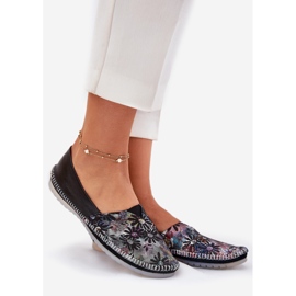 Kožne balerine s uzorkom maciejka t1930-39 crna 1