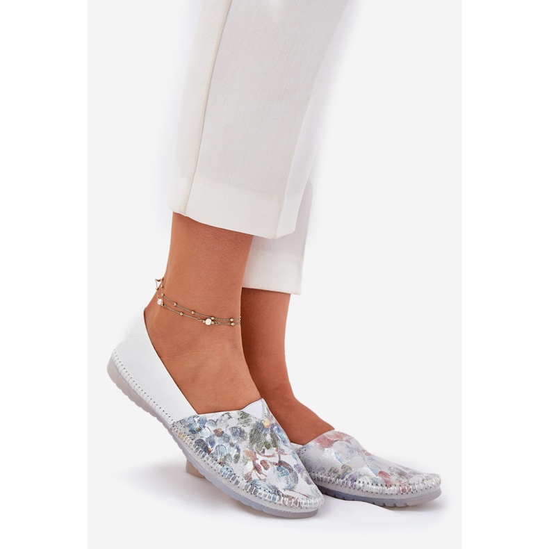 Kožne balerine s uzorkom maciejka t1930-38 bijela 1
