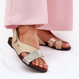 Kožne sandale za čičak Zazoo 40141 beige-gold bež 2