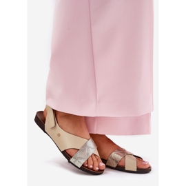 Kožne sandale za čičak Zazoo 40141 beige-gold bež 1