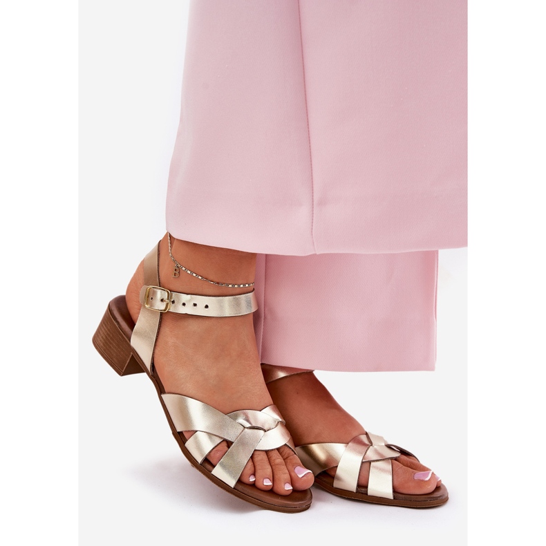 Kožne sandale s osjetljivom petom zazoo 40372 zlato zlatni 1