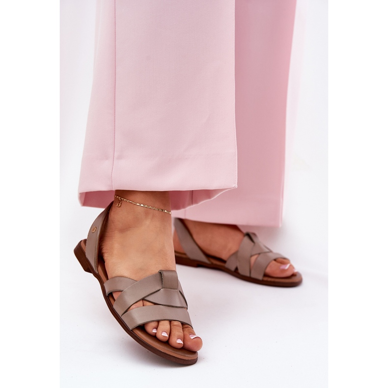 Zazoo 40185 Udobna kožna klizna tamna bež sandala 2