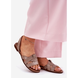 Zazoo 40185 Udobna kožna klizna tamna bež sandala 1