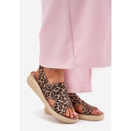 Zazoo 40392 kožne sandale ženski smeđi leopard tisak bež 1