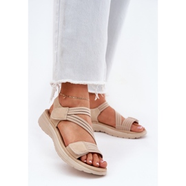 Evento Udobne ženske sandale na čičak, bež 2