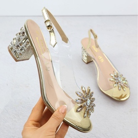 S.Barski Transparentne ženske sandale na pošti s cirkonima złote d &amp; a S. Barski MR51-002 zlatni 1