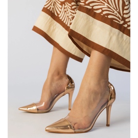 Klasične pumpe šampanjca s prozirnim gornjim dijelom zlatni 1