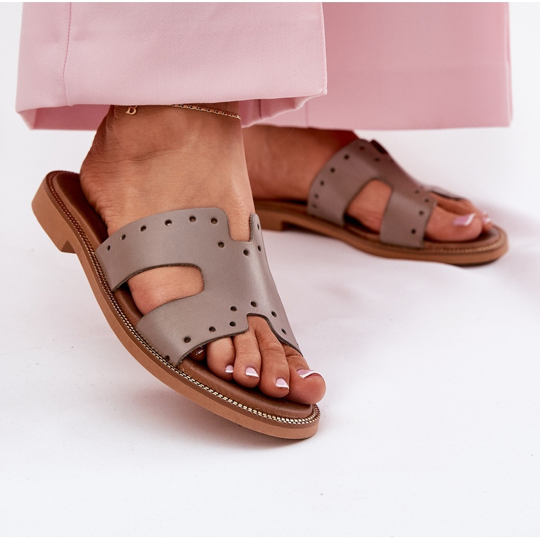 Zazoo 40326 Ženske papuče s ukrasnim izrezima tamna blagoda bež 2