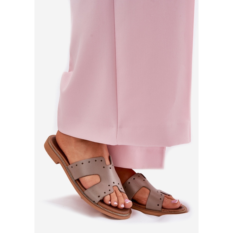 Zazoo 40326 Ženske papuče s ukrasnim izrezima tamna blagoda bež 1