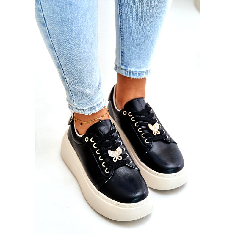 Vinceza Kožne tenisice na platformi s ružičastim Vincezom 89101 crnim crno 3