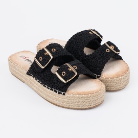 Seastar Crni flip na platformu s kopčama crno 1