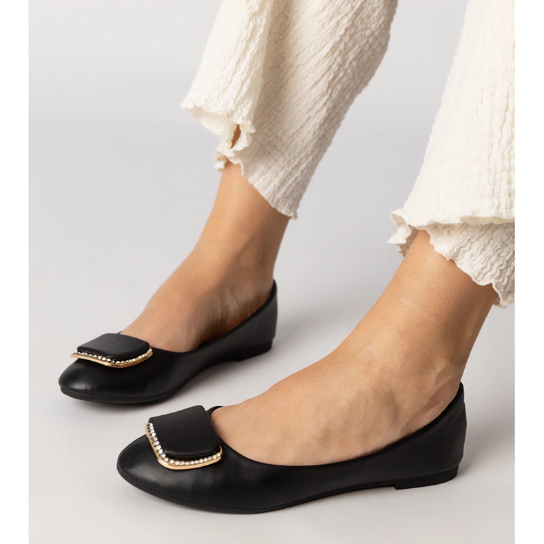 Crne ženske balerine s cirkonima crno 1