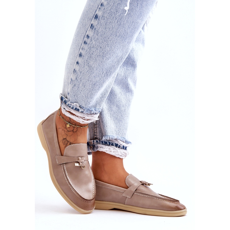 Ženske sive kože umetke bež 4