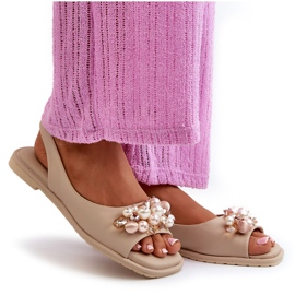 Ženske sandale s ukrasima S.Barski KV27-004 Bež 4