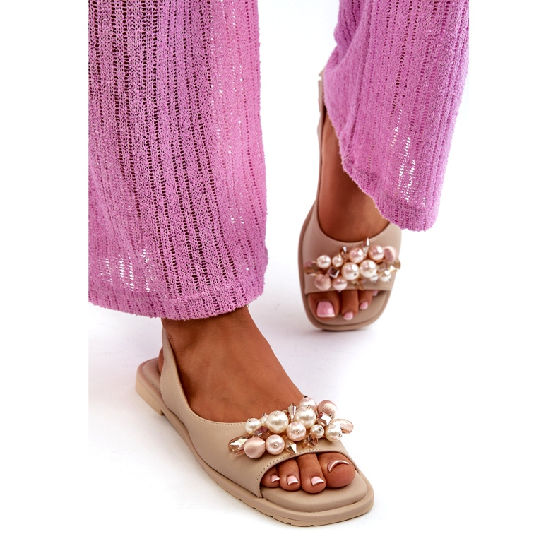 Ženske sandale s ukrasima S.Barski KV27-004 Bež 2