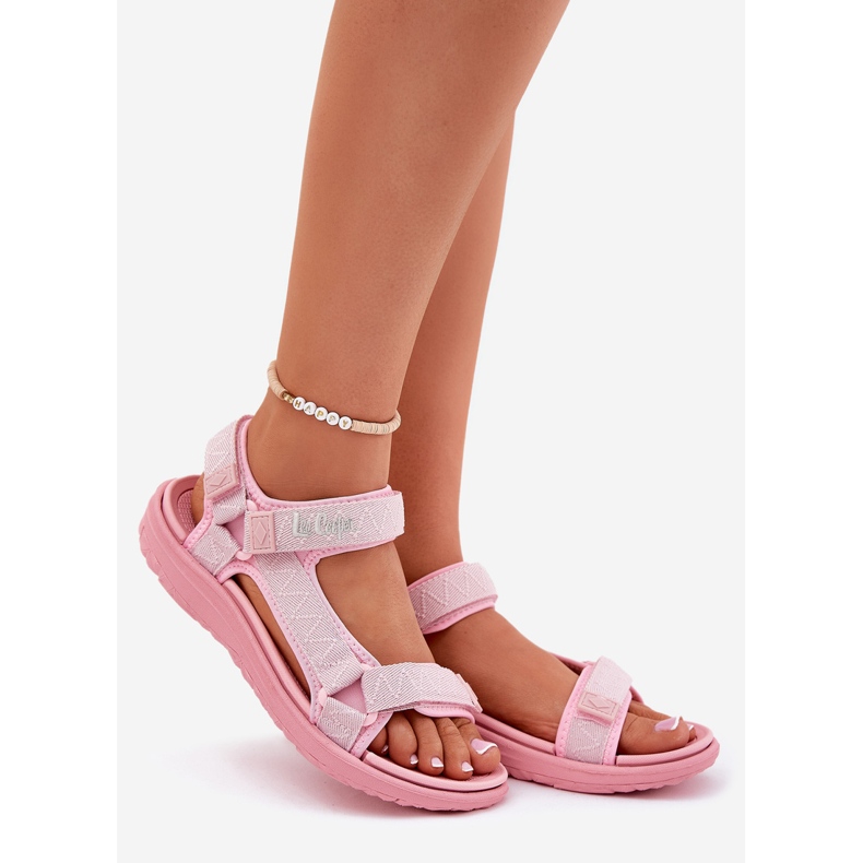Ženske materijalne sandale za Velcro Lee Cooper LCW-25-34-3561L PINK ružičasta 1