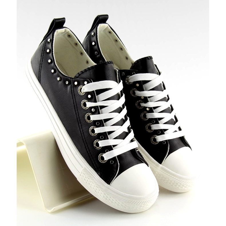 Crne SM-2738 Crne ženske tenisice s kopčama crna 1