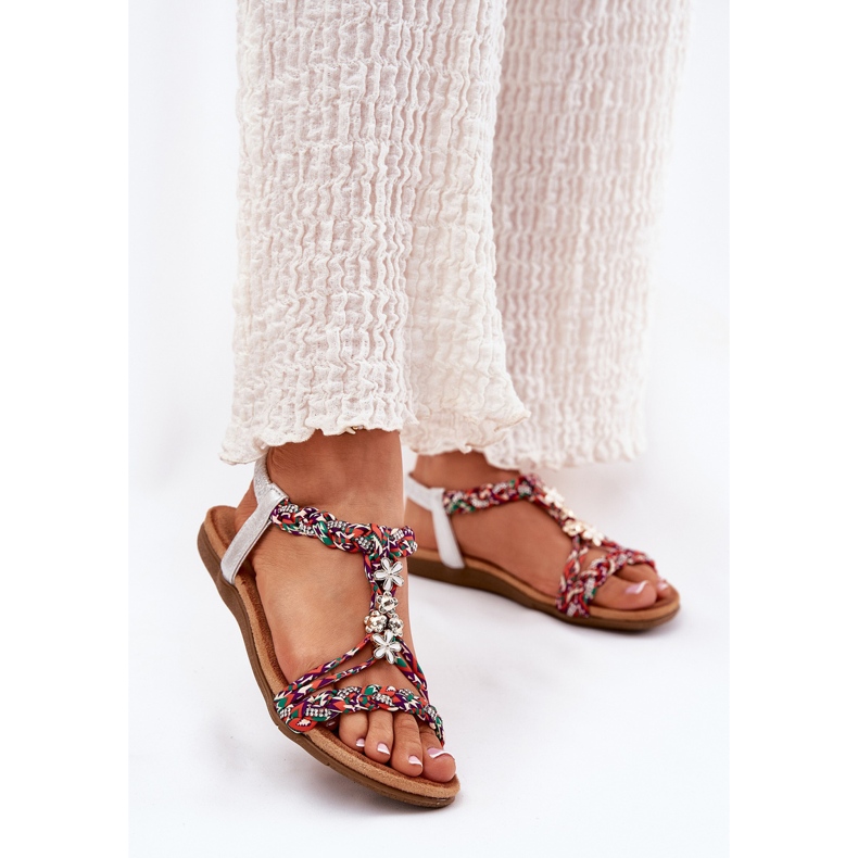 Ravne ženske sandale s pletenim prugama i pinove Artiker 54C1322 Multikolor raznobojna 2