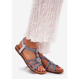 Ženske ravne sandale s pletenicama Artiker 56C1325 Plave pruge plava 1