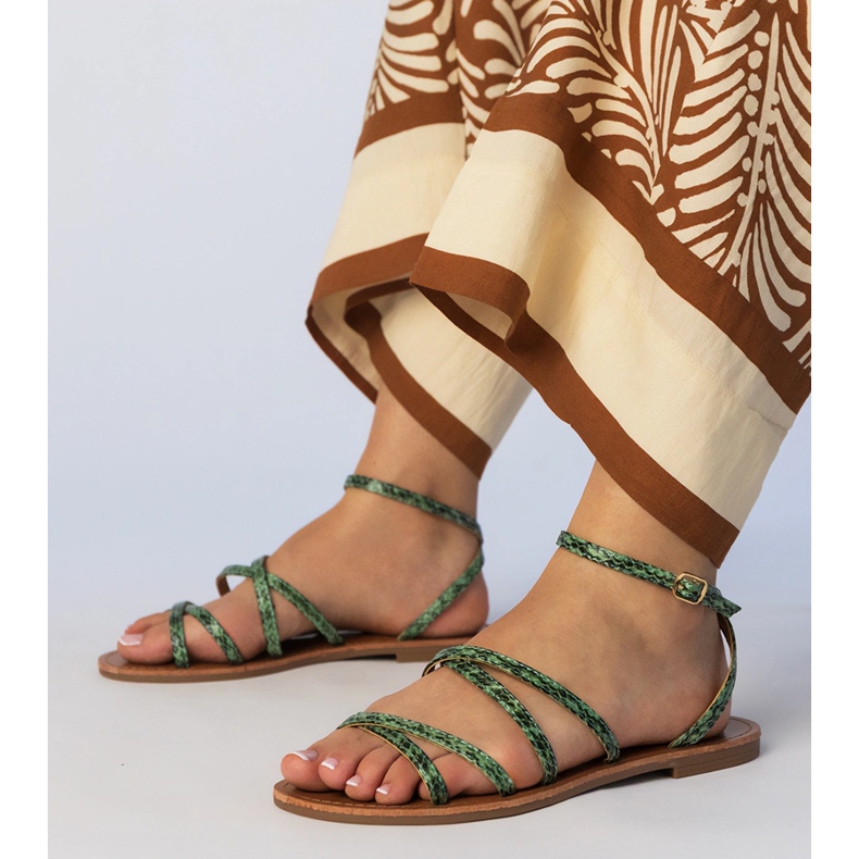 Zelene sandale na ravnom potplatu zelena 1