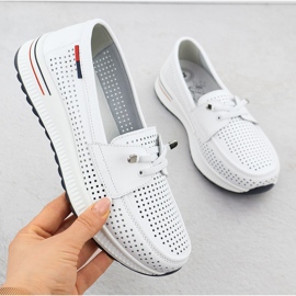 Evento Ženske kožne cipele Openwork White događaj 8443 bijela 2