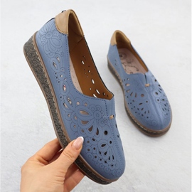 Openwork ženske kožne cipele na mornarsko plavoj visini Evento 7007 plava 1