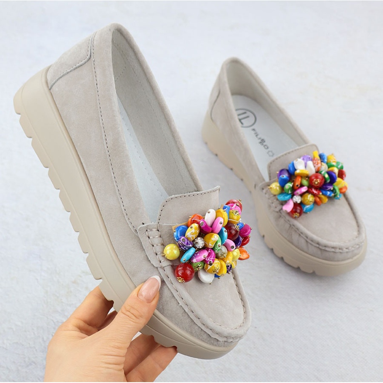 Kožni natičnici na platformi s bež bež filippo 6828 1