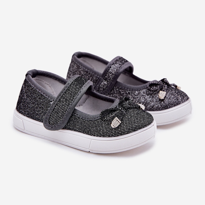 Dječje balerine s crnim lukom crna 1