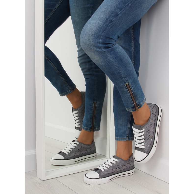 Ženske tenisice sive čipkane NB89P sive siva 2