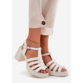 Oslikane ženske kožne sandale na Vinceza 66621 Light Prosgar Post bež 1