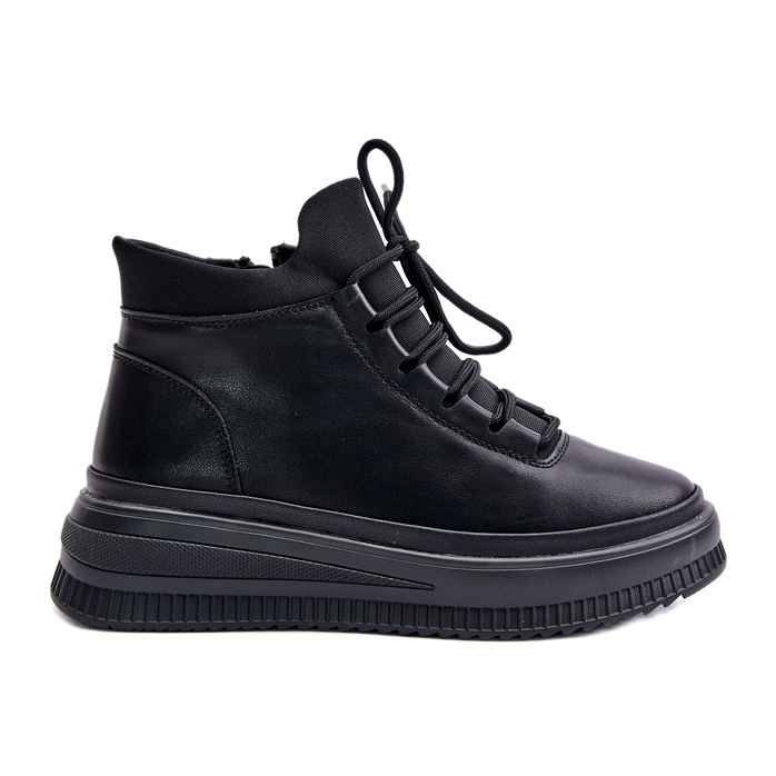 Lagane kožne sportske cipele na Artiker platformi 55C1041 crne crno 4