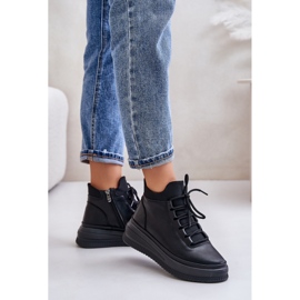 Lagane kožne sportske cipele na Artiker platformi 55C1041 crne crna 2