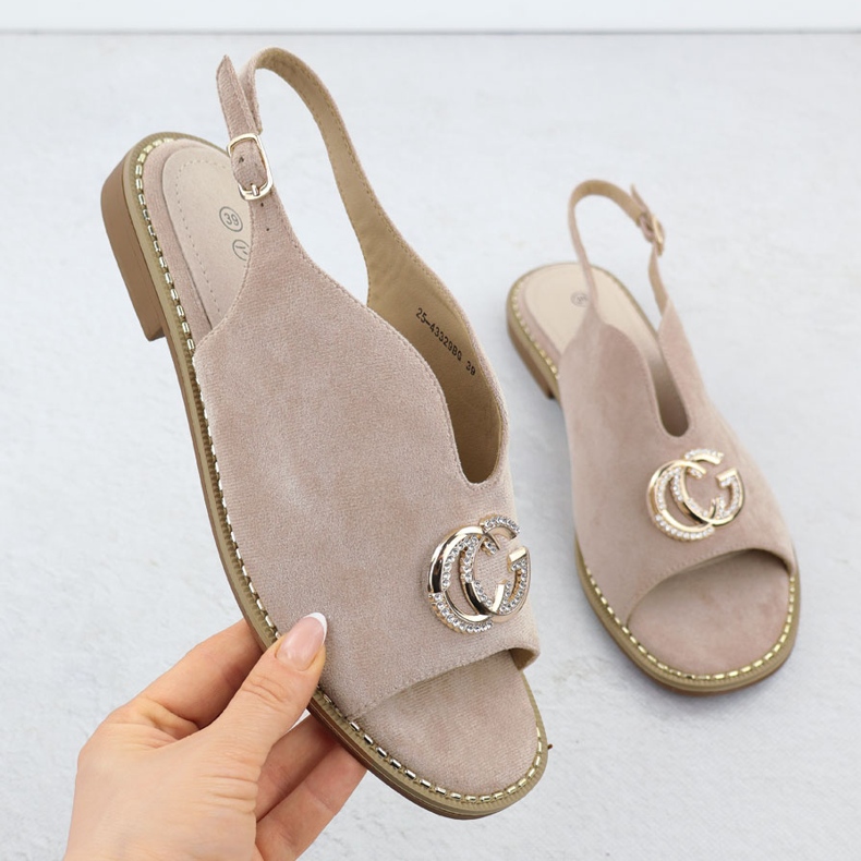 Ženske sandale sagrađene bež ukrasom 43329 Potocki 1