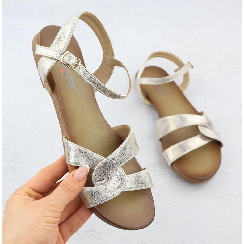 S.Barski Ženske sandale Złote S. Barski KV51-022 zlatni 1