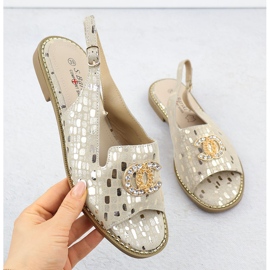 S.Barski Ženske kožne sandale Złote S. Barski KV51-096 zlatni 1