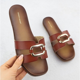 Ženske papuče s ukrasom smeđi Sergio Leone SK077H smeđa 1