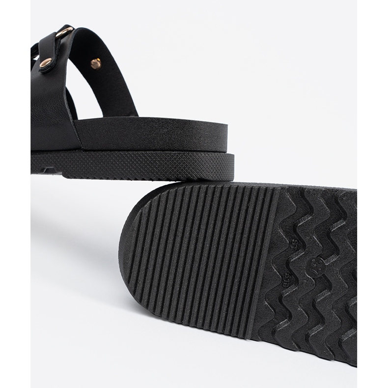 Seastar Crne ženske papuče ukrašene s tri pruge s rhinestones crna 2