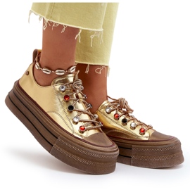 Ženske tenisice s platformom GOE NN2N4055 zlatne zlatni 6