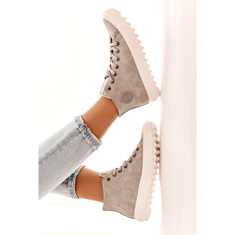 Big Star Ženske tenisice velike zvijezde visoko izolirane sive ee274114 siva 3