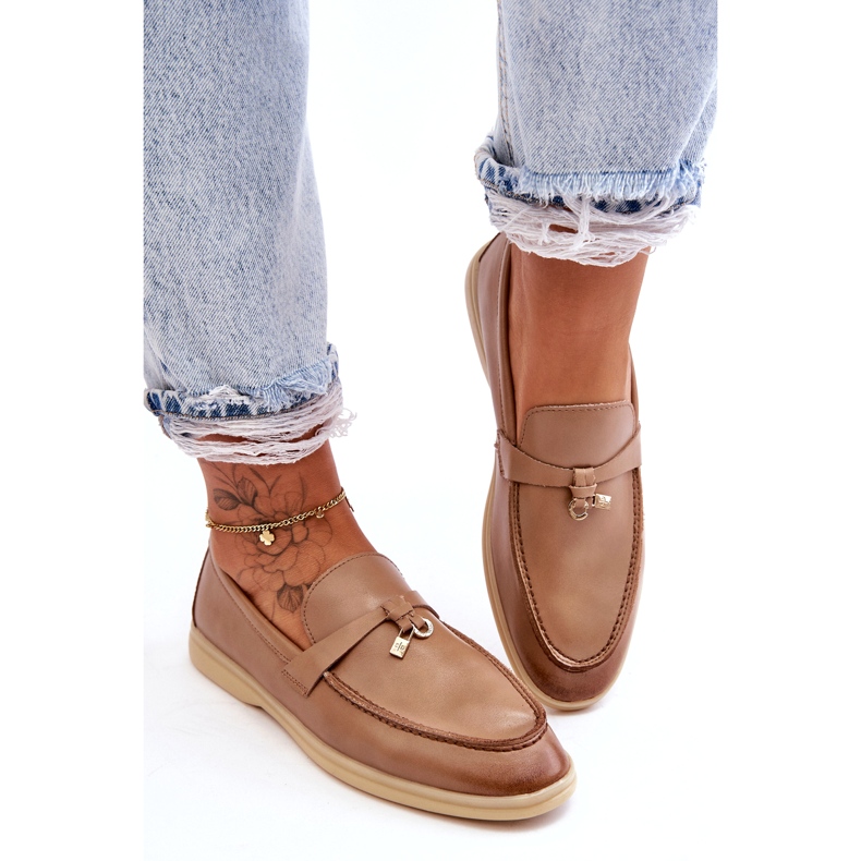 Ženske kožne mokasine bež boje 4