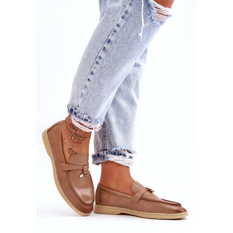 Ženske kožne mokasine bež boje 2