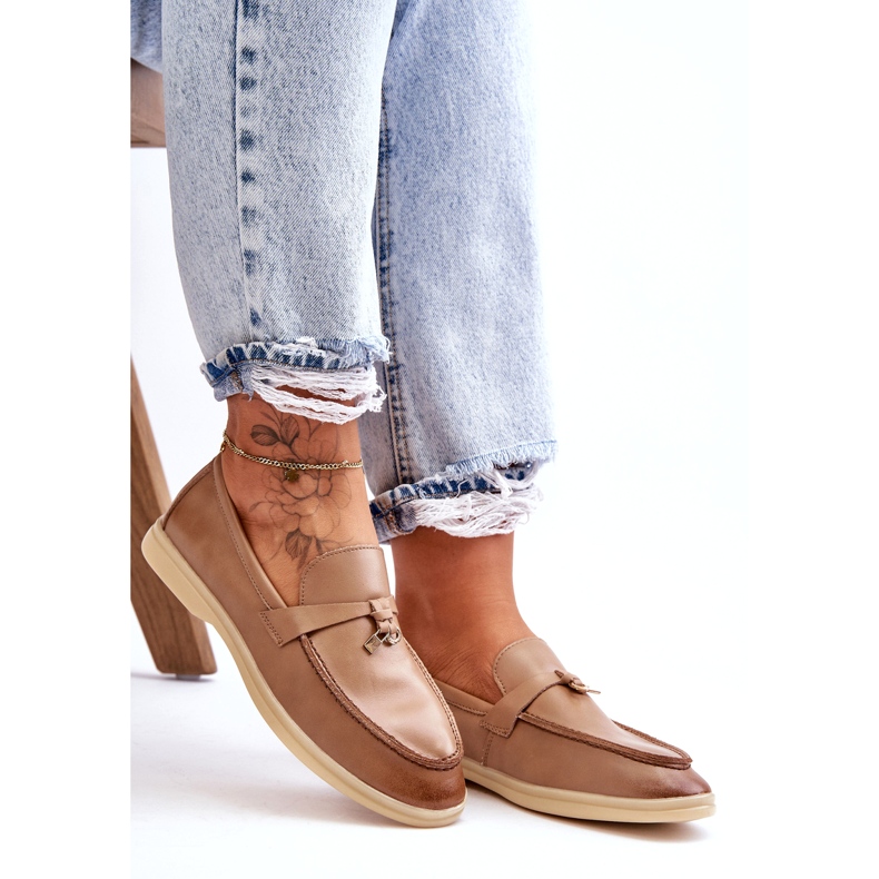 Ženske kožne mokasine bež boje 1