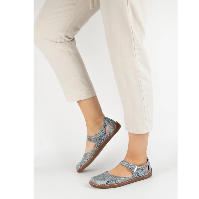 Olivier Ženske bosonoge cipele izrađene od prirodne kože s tiskom 1284 plava 2