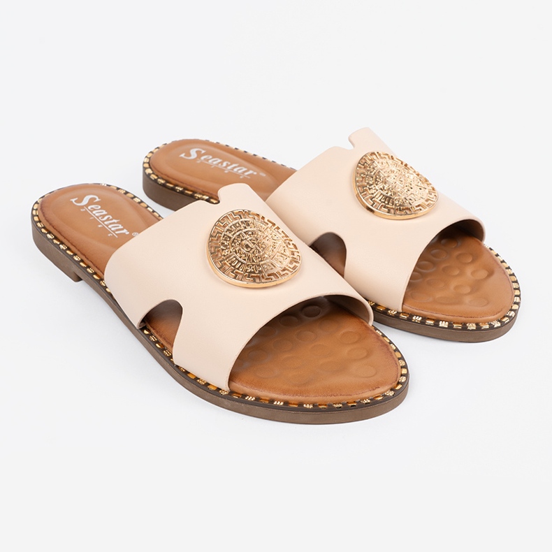 Seastar Lagano prekrivanje zaklopki sa zlatnim ukrasom bež 1