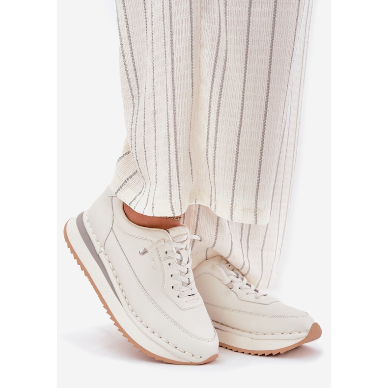 Big Star Ženske kožne tenisice na velikoj zvijezdi RR274A333 Bijela platforma 1