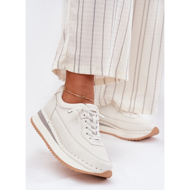 Big Star Ženske kožne tenisice na velikoj zvijezdi RR274A333 Bijela platforma 2