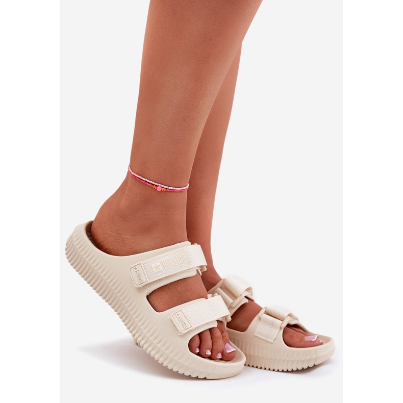 Big Star Ženske papuče od pjene s velikom zvijezdom RR274A529 Velcro bež 1